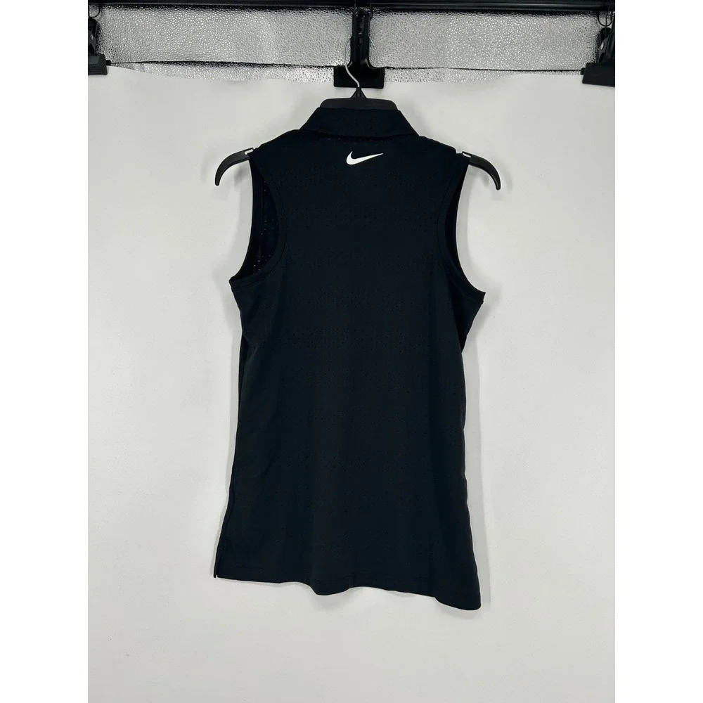 Nike Victory Polo Shirt Womens ST Small Tall Black Sleeveless Dri Fit DX1509-010